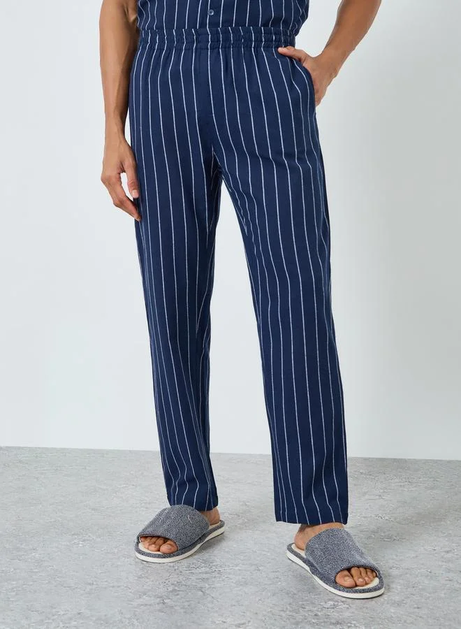 Styli  Men Striped Buttoned Shirt and Pyjama Set for Men | Best Price UAE